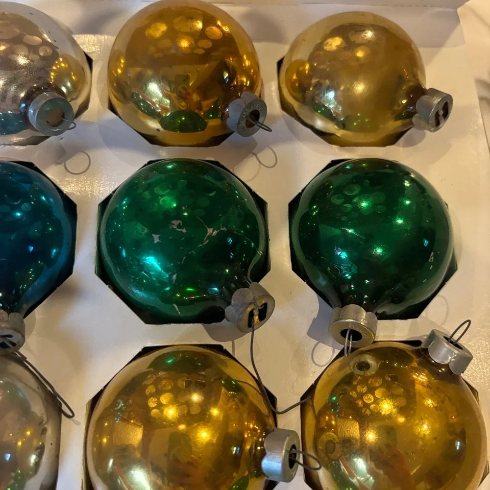 Rauch Multicolor Vintage Holiday Classics Round Ball Glass Ornaments 32ct USA